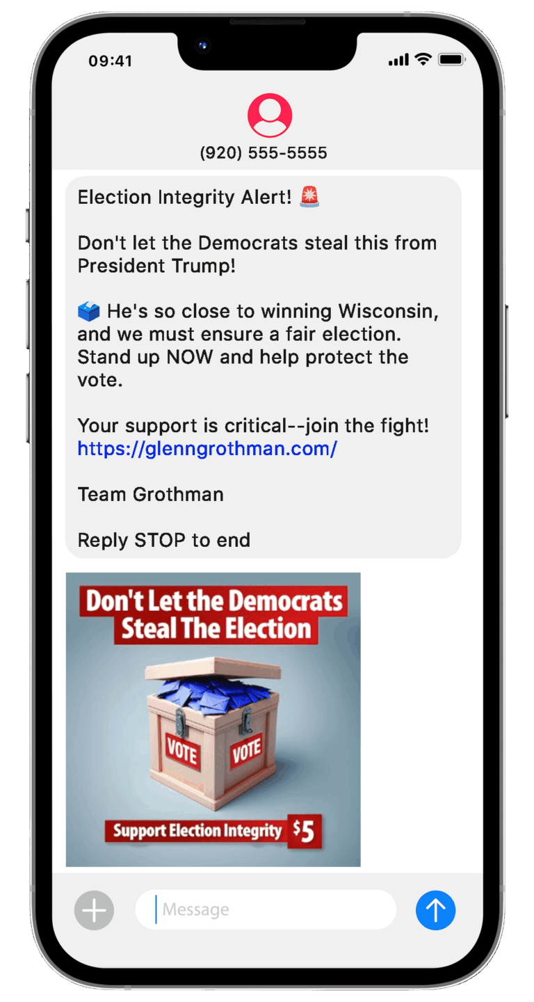 An amazing sample of conservative political texting from Arena...the most trusted Republican Advertising Agency in America.