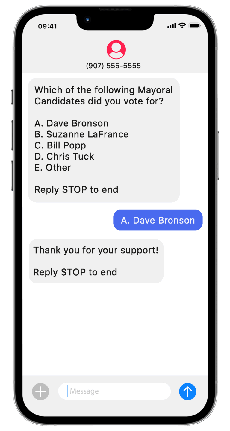 Conservative political texting from Arena's in-house texting team